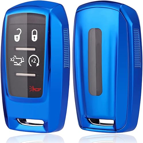 Funda de TPU de 360 grados con protección de TPU inteligente sin llave, funda de llavero remoto para Dodge Ram 1500 5B 2021 2020 2019 funda de goma