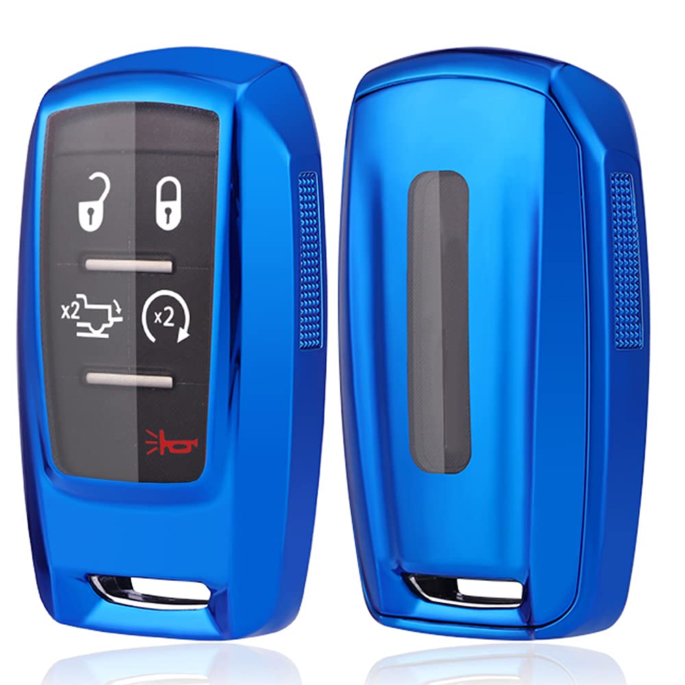 TPU Case 360 Degree TPU Protection Smart Keyless Entry Holder Remote Key Fob Cover Fit for 2021 2020 2019 Dodge Ram 1500 5B Rubber Key Fob Cover Glove