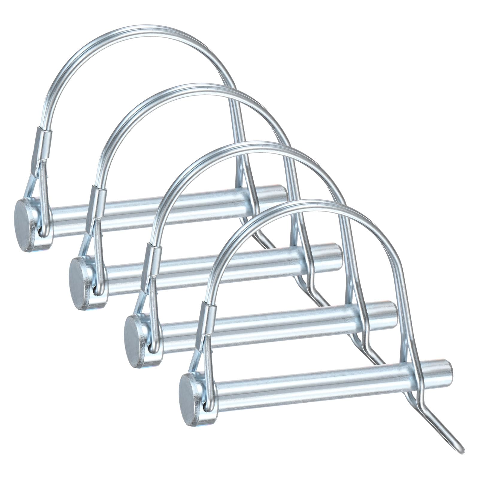 M METERXITY 4-Pack Trailer Coupler Pin, 8mm x 65mm(DxL) Carbon Steel Galvanized D Shape Trailer Coupler Pin with Arch Wire Lock Pin for Farm Trailers/Lawn Mowers/Garden, Coupler PTO Shaft — image 1