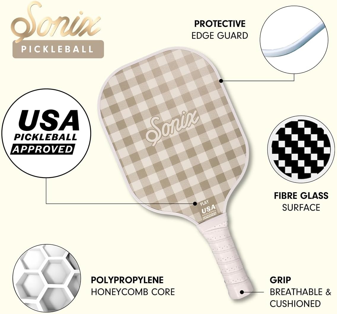 Sonix | USAPA Approved | Premium Pickleball Paddle | Fiberglass Surface, Non-Slip Cushion Grip | Single Pickle Ball Racket