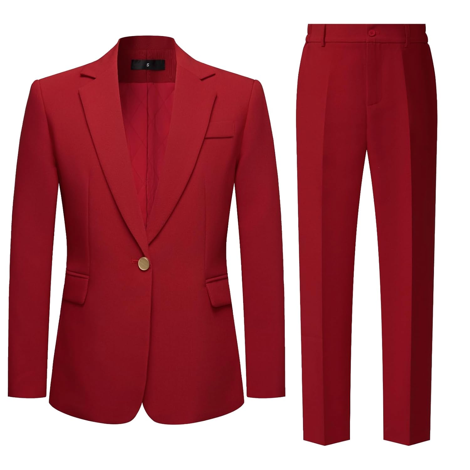 Womens 2 Piece Pant Suit Set Winter Thicken Dressy Business Casual Outfits Professional Blazer Pantsuits Work Office Burgundy