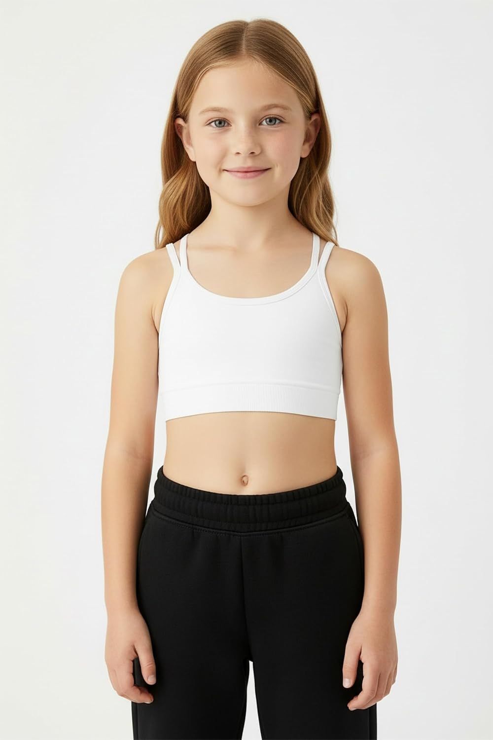 Kurve Girl’s Seamless Strappy Back Stretchy Crop Undershirt Bra, Made in USA - Image 4