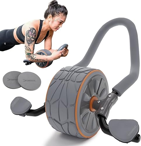 DMoose Fitness Rueda de rodillo de abdominales con soporte para codo y 2 rodilleras, rodillo de entrenamiento abdominal para entrenamiento básico,