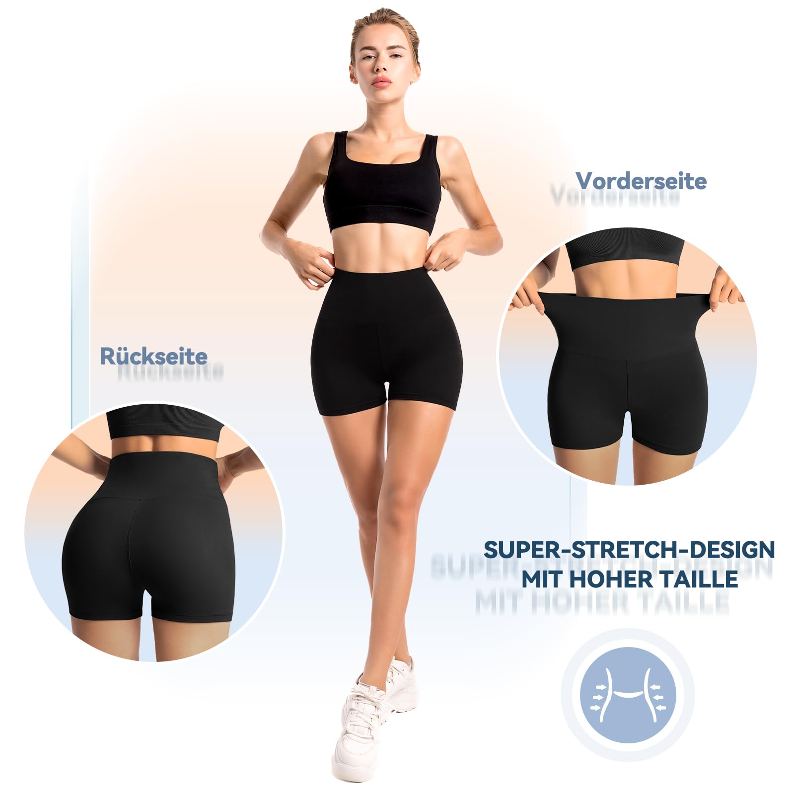 Sportowe szorty damskie, nieprzezroczyste legginsy z wysokim stanem, szorty do jazdy na rowerze, jogi, fitnessu w lecie
