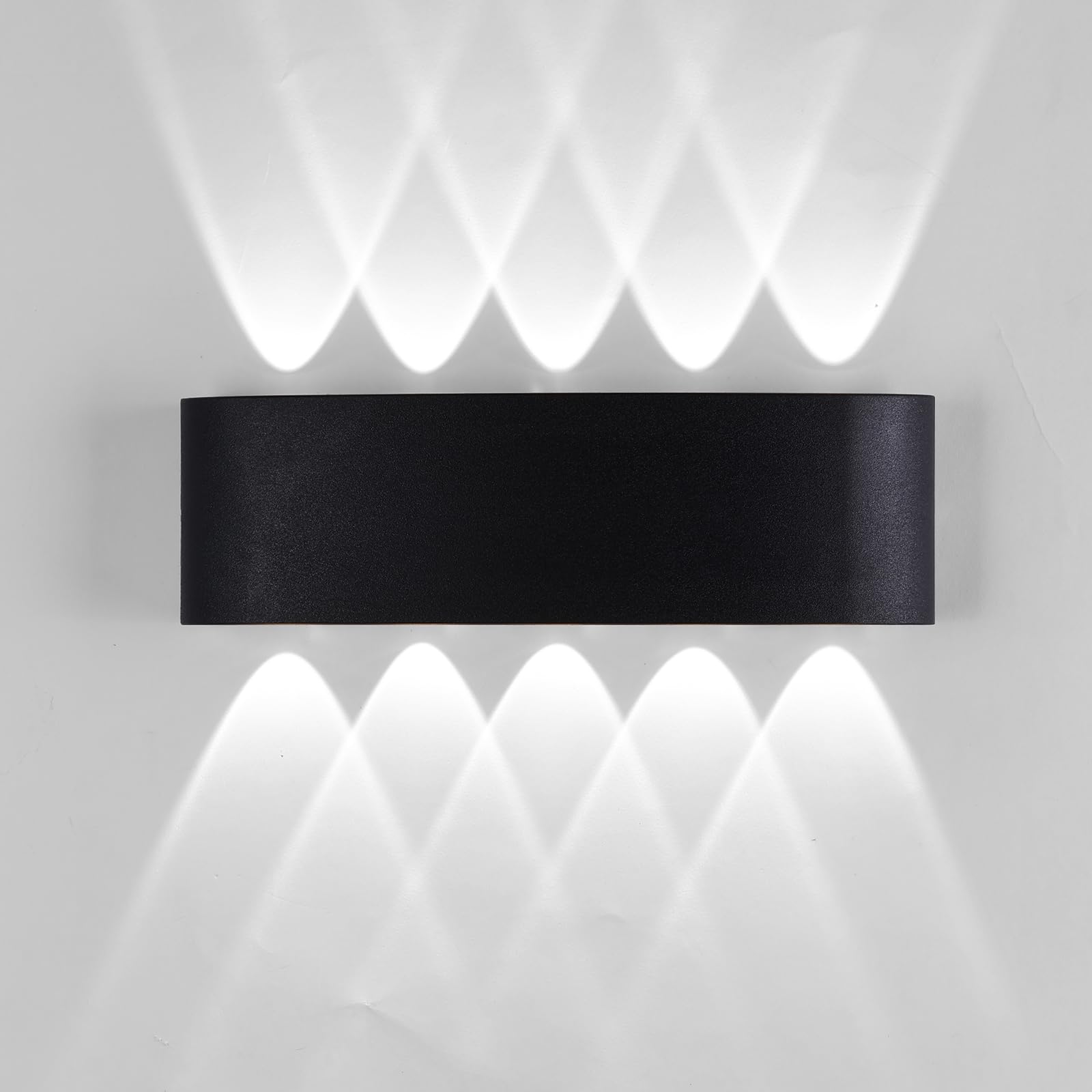 Aiwewin Modern Outdoor Waterproof Wall Light,10W Porch Wall lamp,6500K Cold White Up Down Porch Wall Light Indoor Matte Black Wall Mount Light Fixture for Yards,Doorways