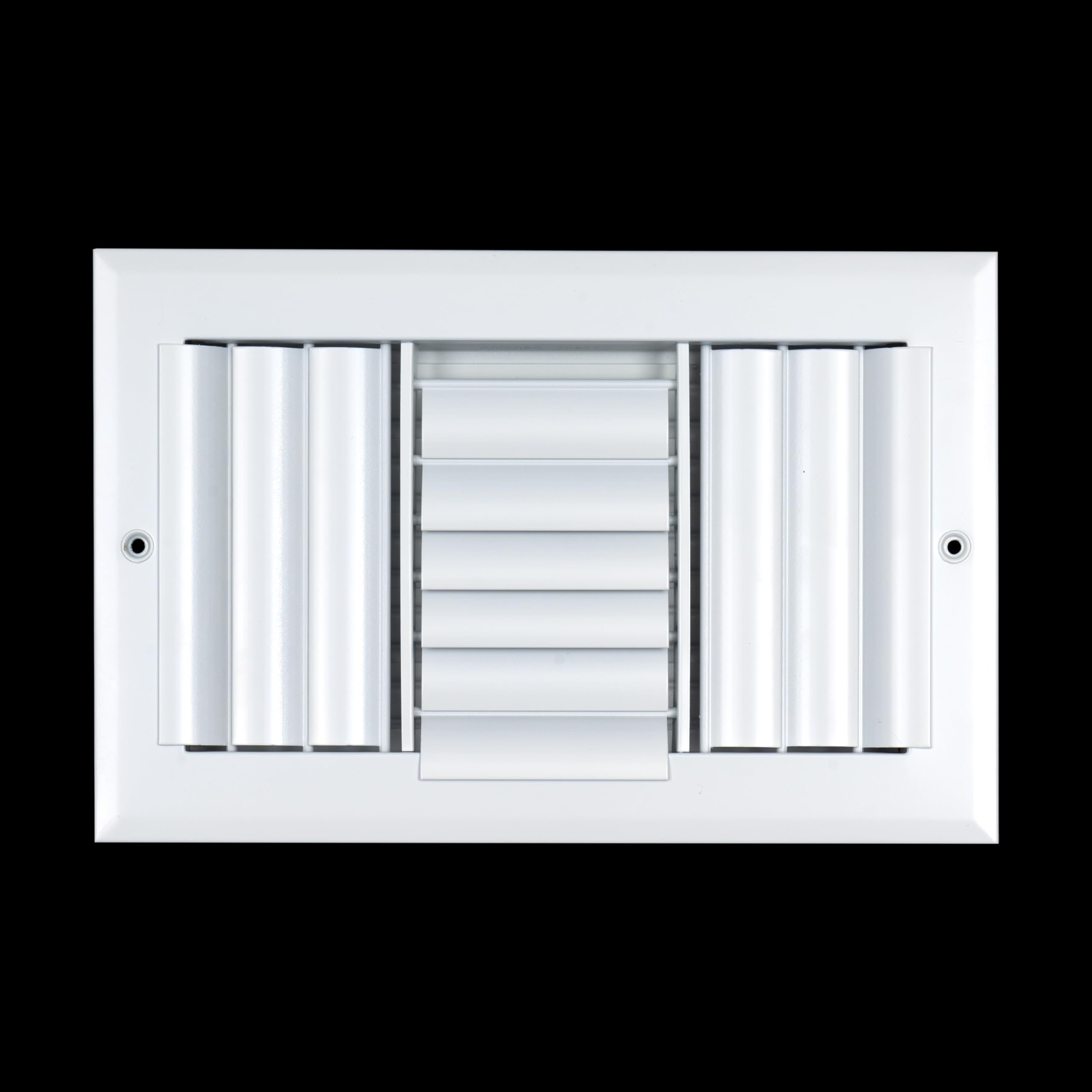 Handua 25,4 x 15,2 cm (l x H) [ouverture du conduit] Grille d'alimentation en air réglable en aluminium sur 3 voies | Grille d'aération pour paroi latérale et plafond | Blanc | Dimensions extérieures