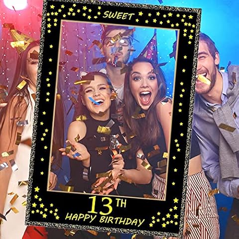 Black Gold Sweet Photo Booth Props Frame 13th Birthday Photobooth Props 13th Birthday Decorations Party Supplies for Party Decorations (Assembly Needed) Cover