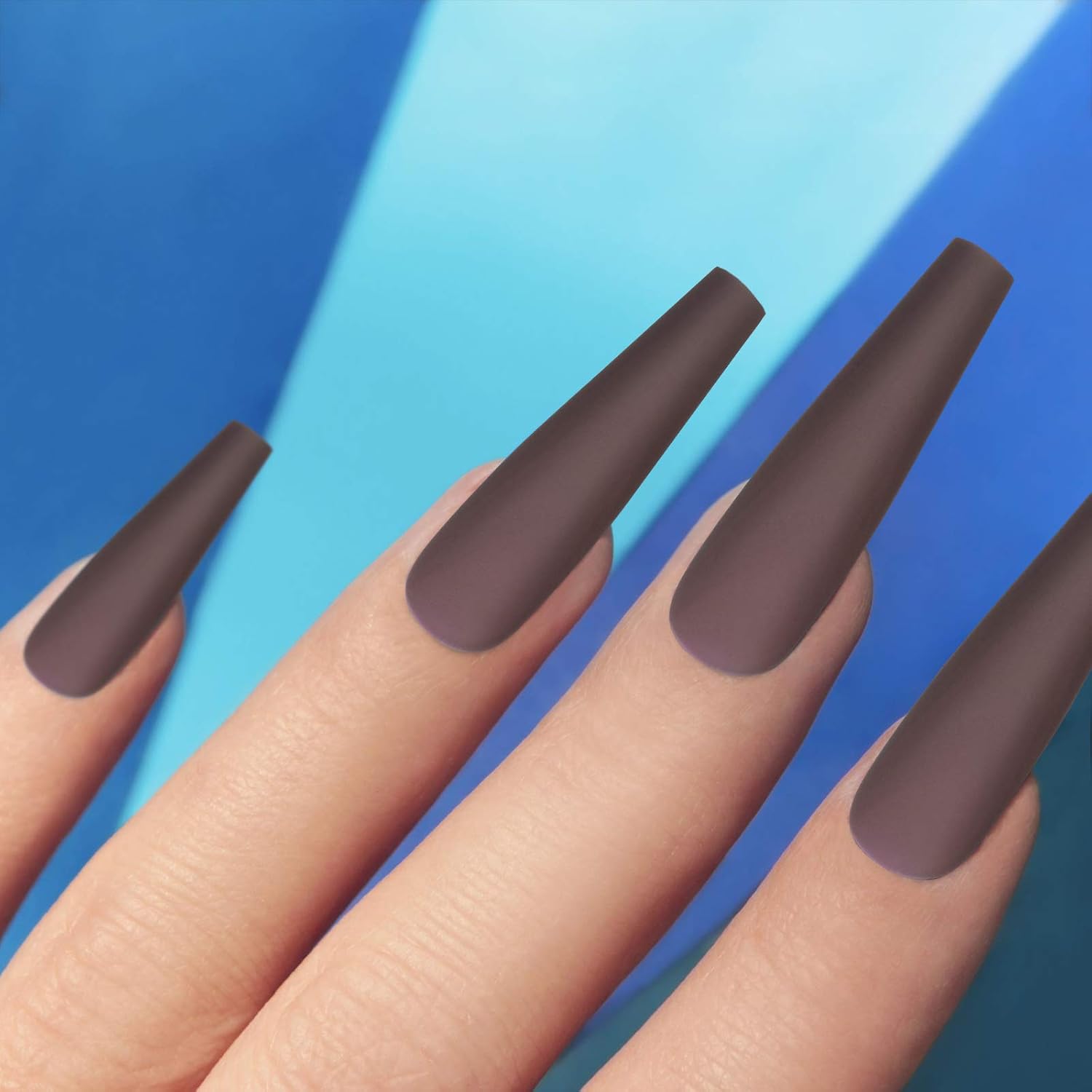 400 Pieces 4 Boxes Matte Extra Long Ballerina Press on Nails Coffin False Nails Solid Color Full Cover Fake Nails Artificial False Nails for Women Girls Nail Decorations (Elegant Color)