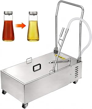 Hakka Fryer Oil Filter Machine Commercial, Oil Filtration System Mobile Cart Truck Separator for Restaurant 370W, 48L, 12L/min Flow Rate, 1/2Hp, with 5pcs Filter Paper