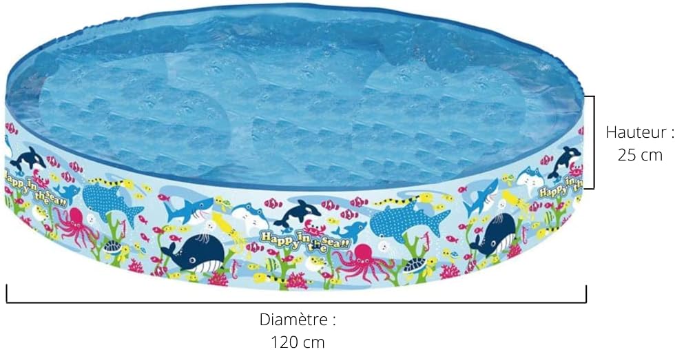 Jilong Paddling Pool Happy Sea Pool Diameter 120 x 25 cm Children's Pool Swimming Pool with Fixed Walls