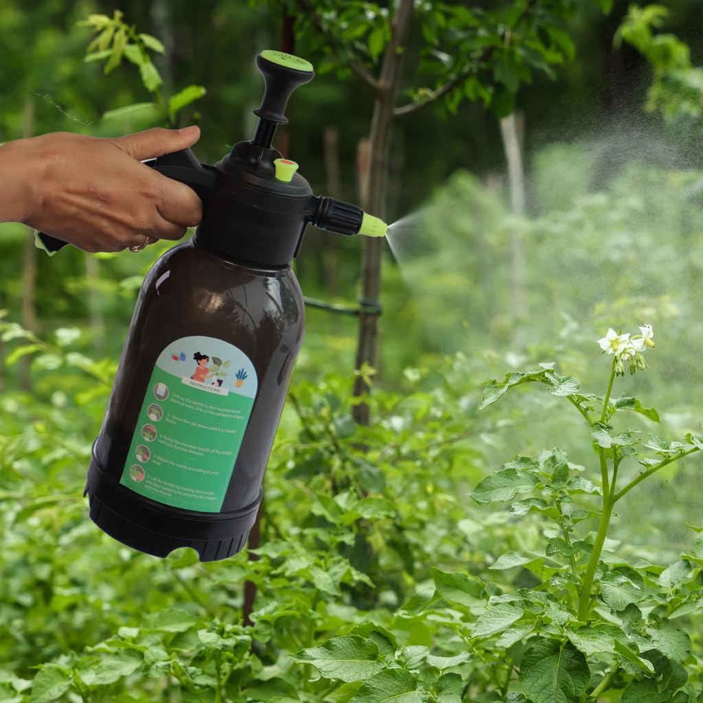 TrustBasket Pulvérisateur à pression de qualité supérieure de 2 litres (noir) | Flacon pulvérisateur à pompe à eau pour jardinage | Flacons pulvérisateurs pour le jardinage