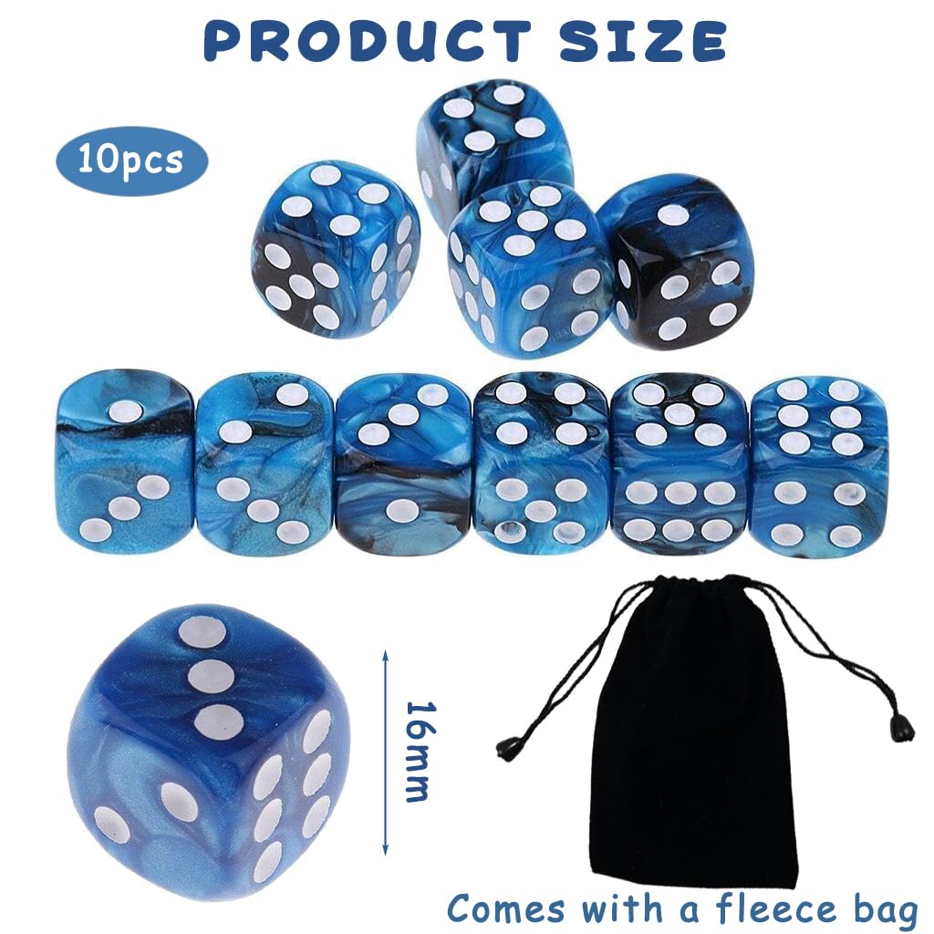 10 Pcs Dados rol, Dados D6, Dados De rol, Dados DND, para Juegos De Mesa, Par A Juegos De Mesa DND RPG