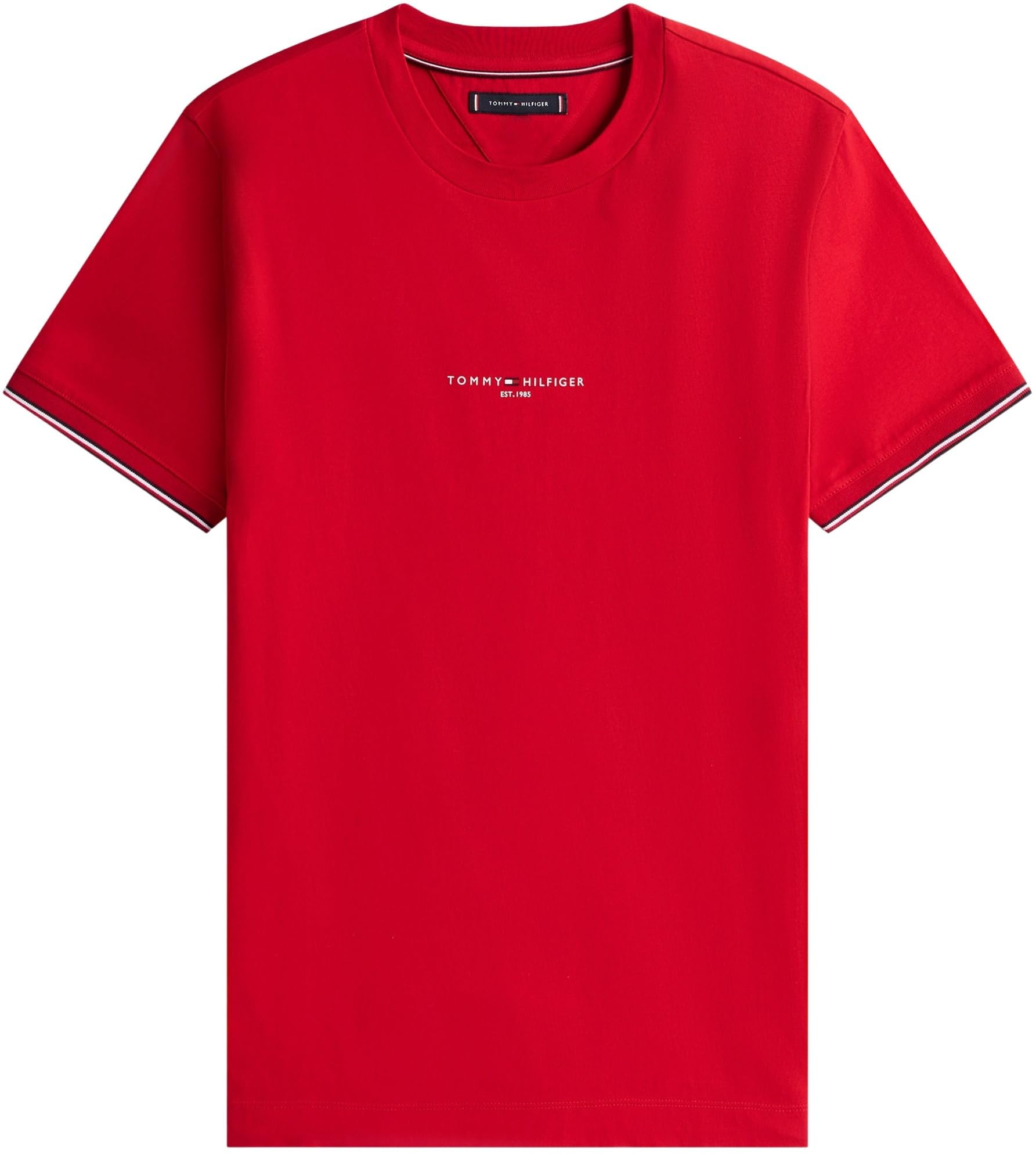 Tommy Hilfiger Herren T-Shirt Kurzarm Logo Tipped Rundhalsausschnitt