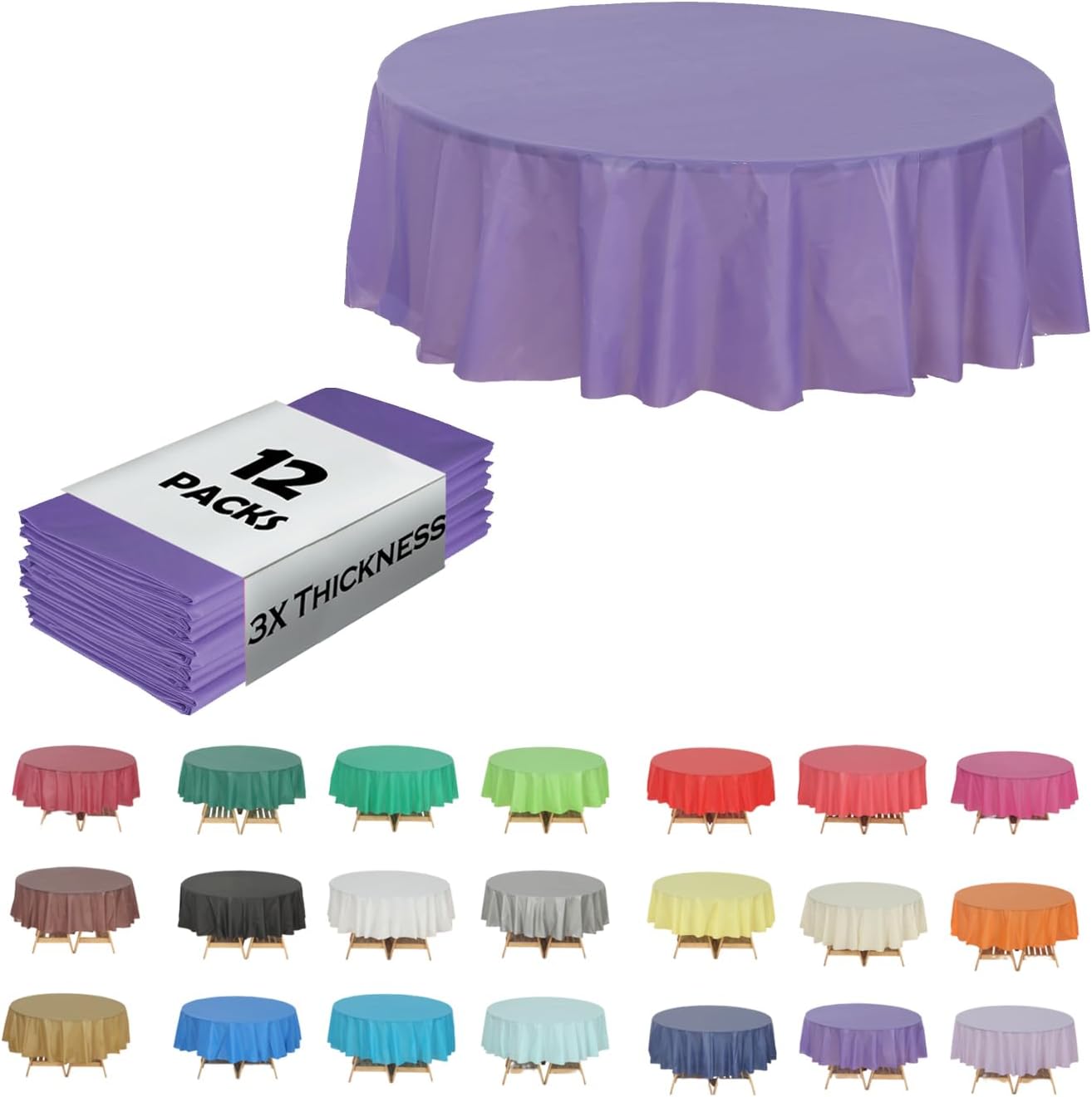 Evershine (12-Pack Heavy Duty Plastic Table Covers Tablecloth (Reusable) (Rectangle 54" X 108", White)