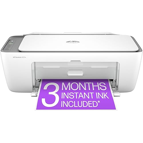 HP DeskJet 2855e Wireless All-in-One Color Inkjet Printer, Scanner, Copier, Best for home, 3 months of Instant Ink included, Single-band Wi-Fi connectivity (588S5A)