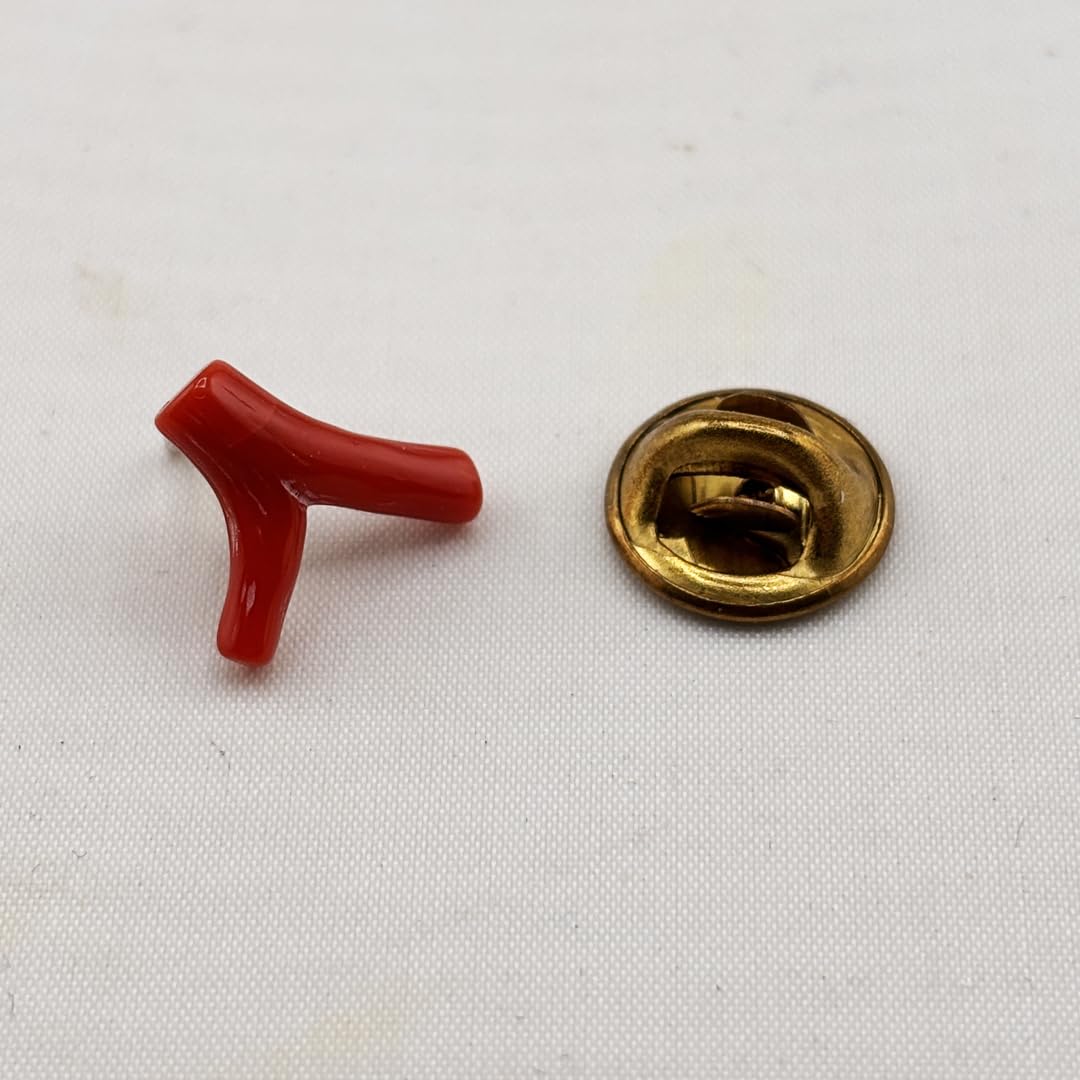 Spilla giacca rametto portafortuna corallo rosso naturale e argento 925 gioiello da uomo ragazzo elegante