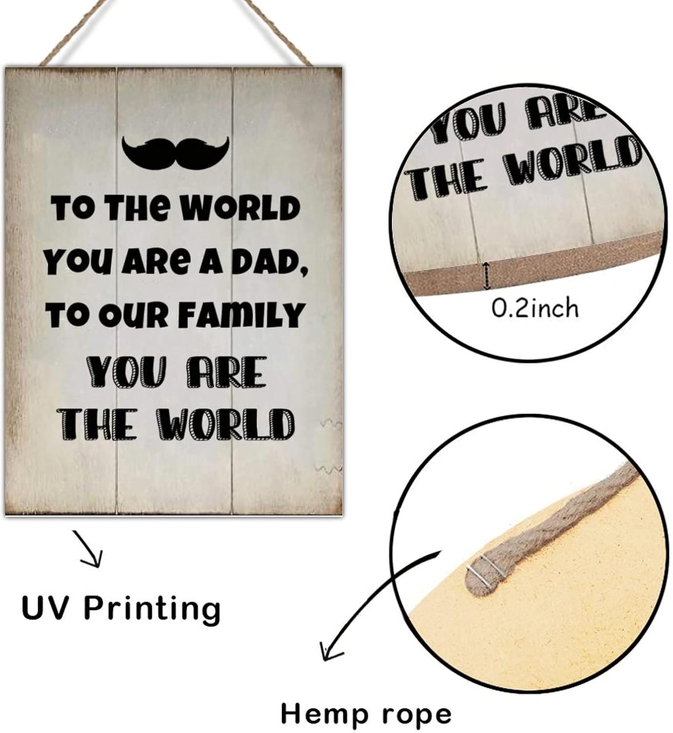 Rustic Wood Decor Sign to The World You are A Dad to Our Family You are The World Wood Plaque Vintage Farmhouse Wall Hanging Sign Art Decor Plaque with Quotes for Home 18x24in