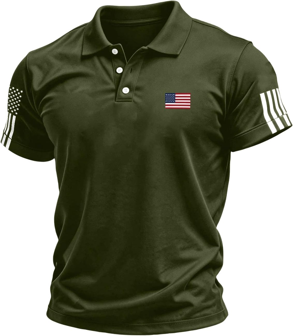 Ymosrh Men's Casual Polo Shirt Short Sleeve USA Flag Print Business Casual Patriotic Golf Work Shirts Casual, S-3XL