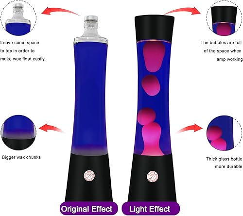 Miniatura 5 de Lámpara de movimiento líquido púrpura de 16 pulgadas con base negra de cera blanca para adultos y niños, lámpara de magma grande como decoración de