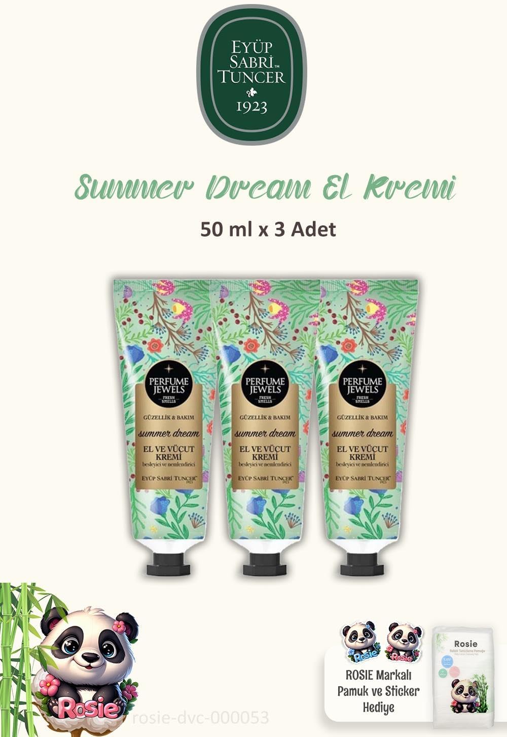 Eyüp Sabri Tuncer 3'lü Perfume Jewels Summer Dream El Kremi 50 ml ve ROSIE