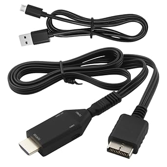 PS2 to HDMI Converter, PS1/PS2 to HDMI Adapter Cable 24.4Inch/62cm, HD Video Audio Support 720P/1080P Output for PS1/PS2 Game Consoles Projector Monitor TV