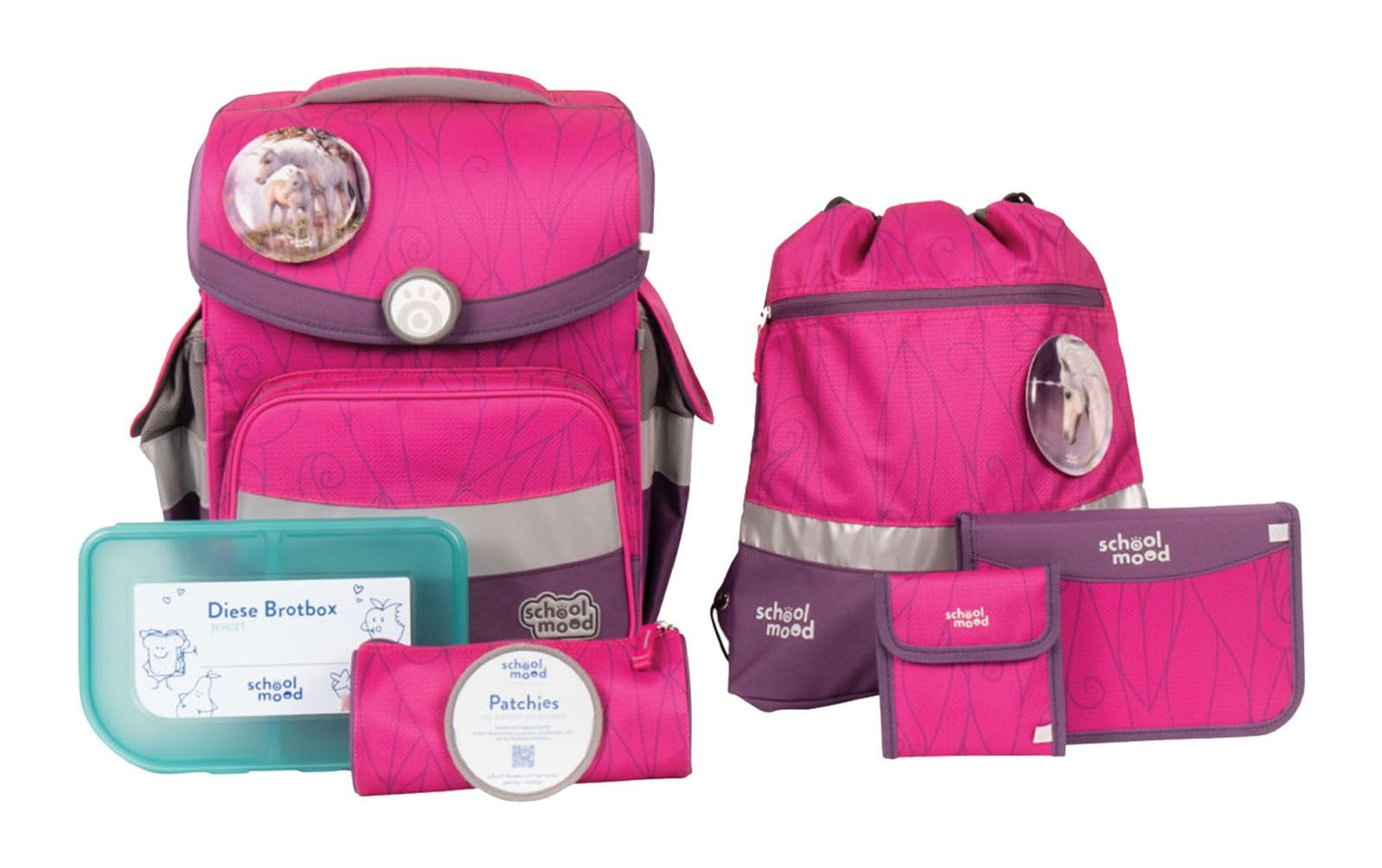 SCHOOL-MOOD Timeless mit LED Patchy Schulranzen-Set 7-teilig Luisa