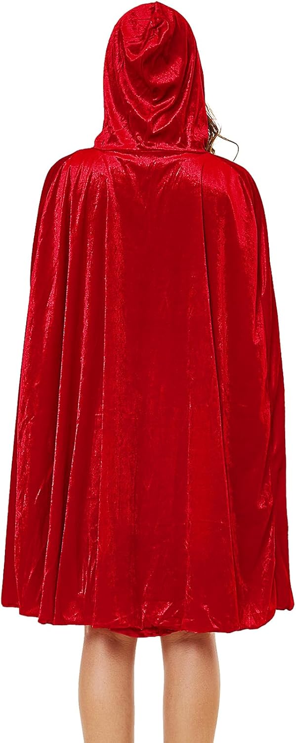 Women's Little Red Riding Hood Costume Halloween Party Cosplay Dress with Cape (Red, XX-Large) - Image 2