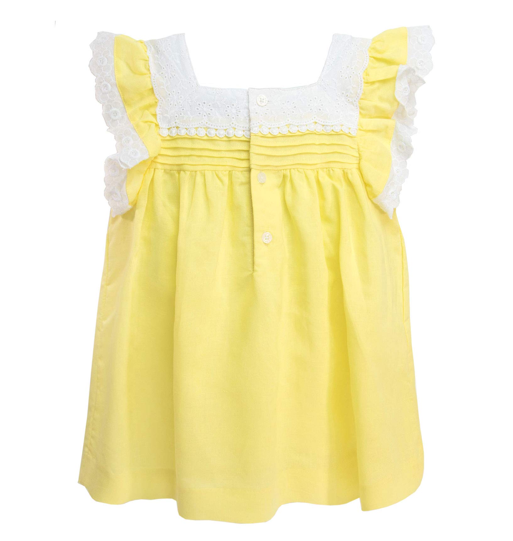 Toddler Baby Girls' Spring Summer Dress Lace Ruffle Sleeves Princess Party Dress (Yellow, 6-7 Years)