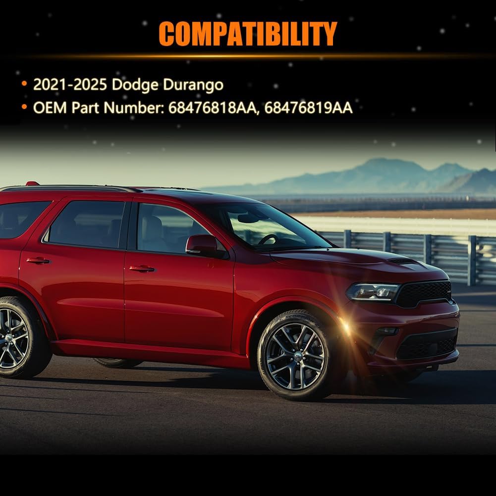 LED Front Side Marker Lights Assembly for 2021 2022 2023 2024 Dodge Durango Front Bumper Marker Signal Lamps, Replace OEM Smoked Lens Amber LED Side Turn Signal Lamps, 2 PCS