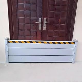 2ft High Flood Barrier Aluminum Shield for Double Door, 2 1.5 1 0.5 M Wide Door Water Stopper Barrier Garage Door Window Panels for Sliding Door/Front Door/Barn Door, Upright Water Prevention System