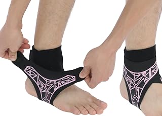 2 Pack Ankle Brace & Elastic Supports for Men & Women, Ankle Support Ankle Compression Sleeve, Plantar Fasciitis Relief Achilles Tendonitis Brace Achilles Tendonitis Wrap (Pink, S/M)