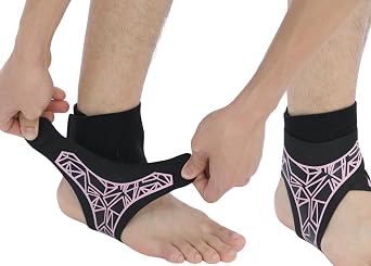 SUJAYU 2 Pack Ankle Brace & Elastic Supports for Men & Women, Ankle Support Ankle Compression Sleeve, Plantar Fasciitis Relief Achilles Tendonitis Brace Achilles Tendonitis Wrap Pink, S/M