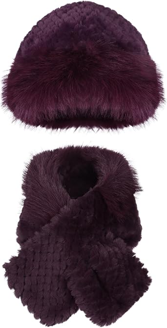 2 in 1 Faux Fur Hat Scarf Russian Style Cossack Hat Plush Collar Scarf Women Winter Warm Ushanka Hat Set