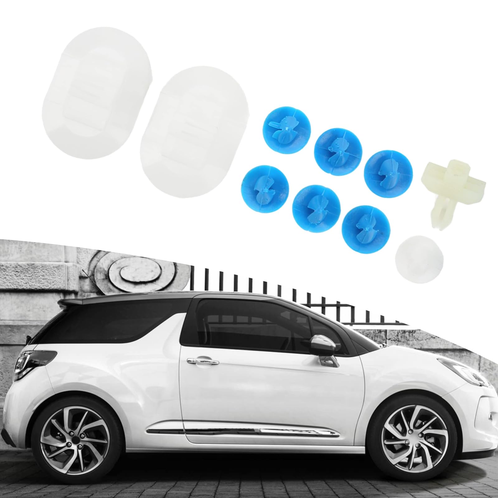 Juego de clips de fijación para faldones laterales, 1610186180, juego de remaches para Citroen DS3 2009-2015