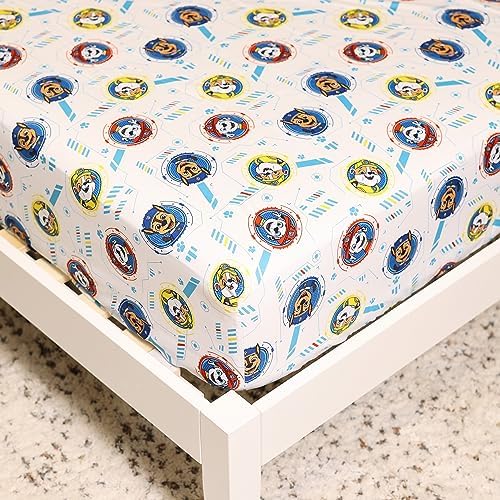 Paw Patrol Twin Bedding Set EXPRESSIONS (4 Piece Set, Bed in a Bag) Includes Reversible Comforter, Flat Sheet, Fitted Sheet and Pillowcase (Official Paw Patrol Product) 6 618tklIbHaL. AC