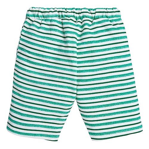 Image of Hopscotch Boys Cotton Stripe Print Shorts in Green Color