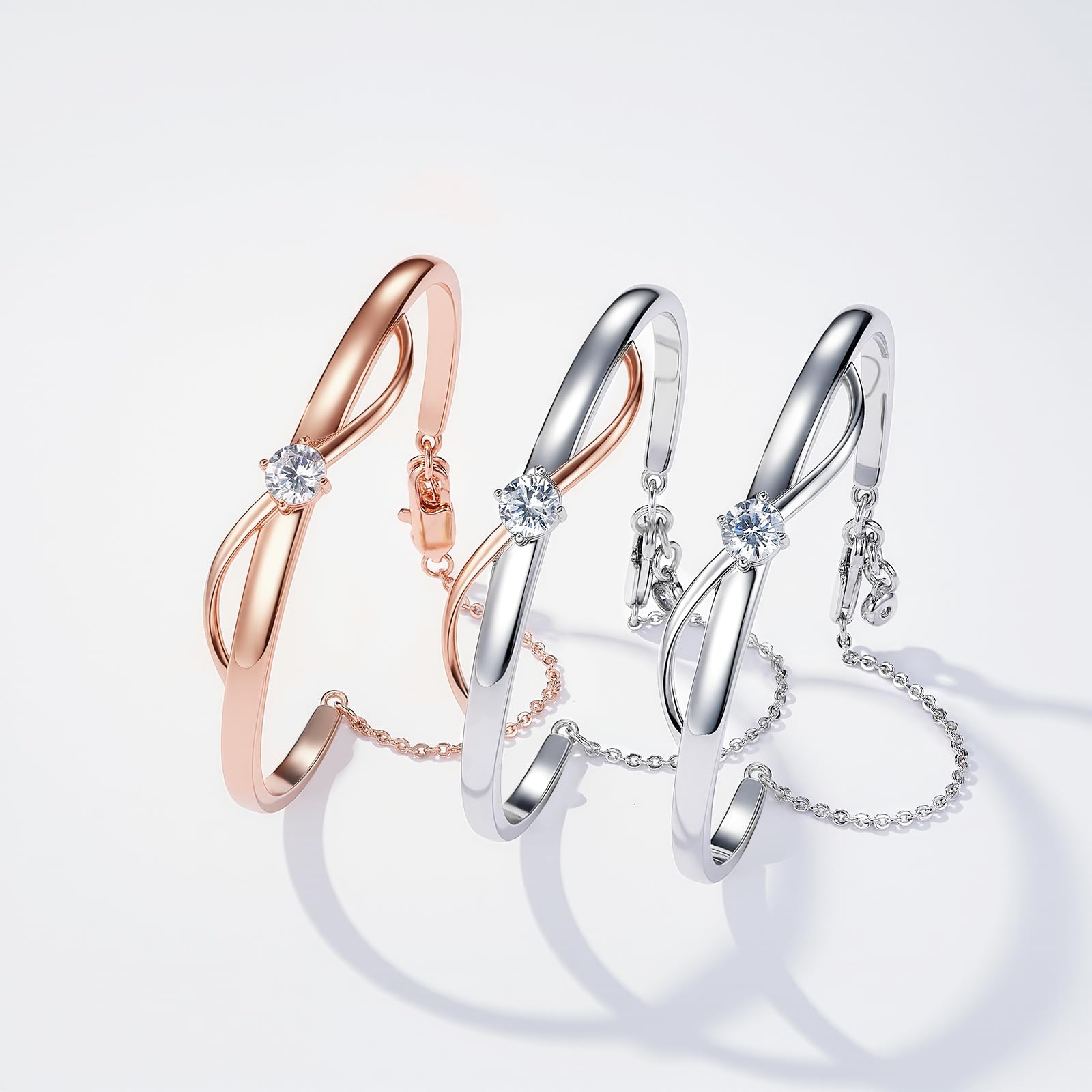 Pulsera Brazalete Abierto de Mujer Bañado en Oro 18K Circonita Joyería para Mujer Novia Madre Hija Esposa Hermana Regalo de Cumpleaños Aniversario San Valentín Navidad