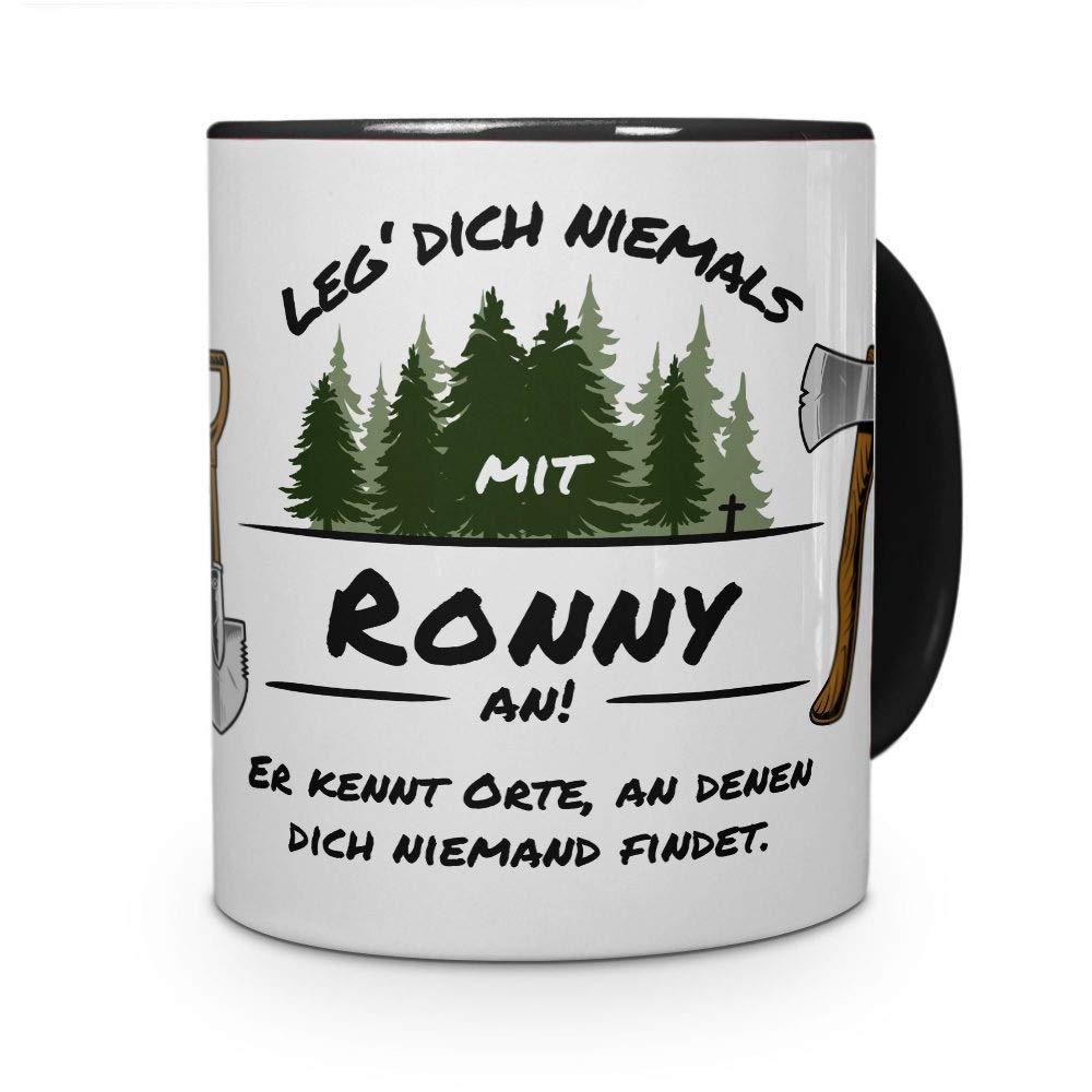 Printplanet Tasse Mit Namen Ronny - Personalisierter Kaffeebecher (325 Ml) In Hellblau, Spülmaschinengeeignet