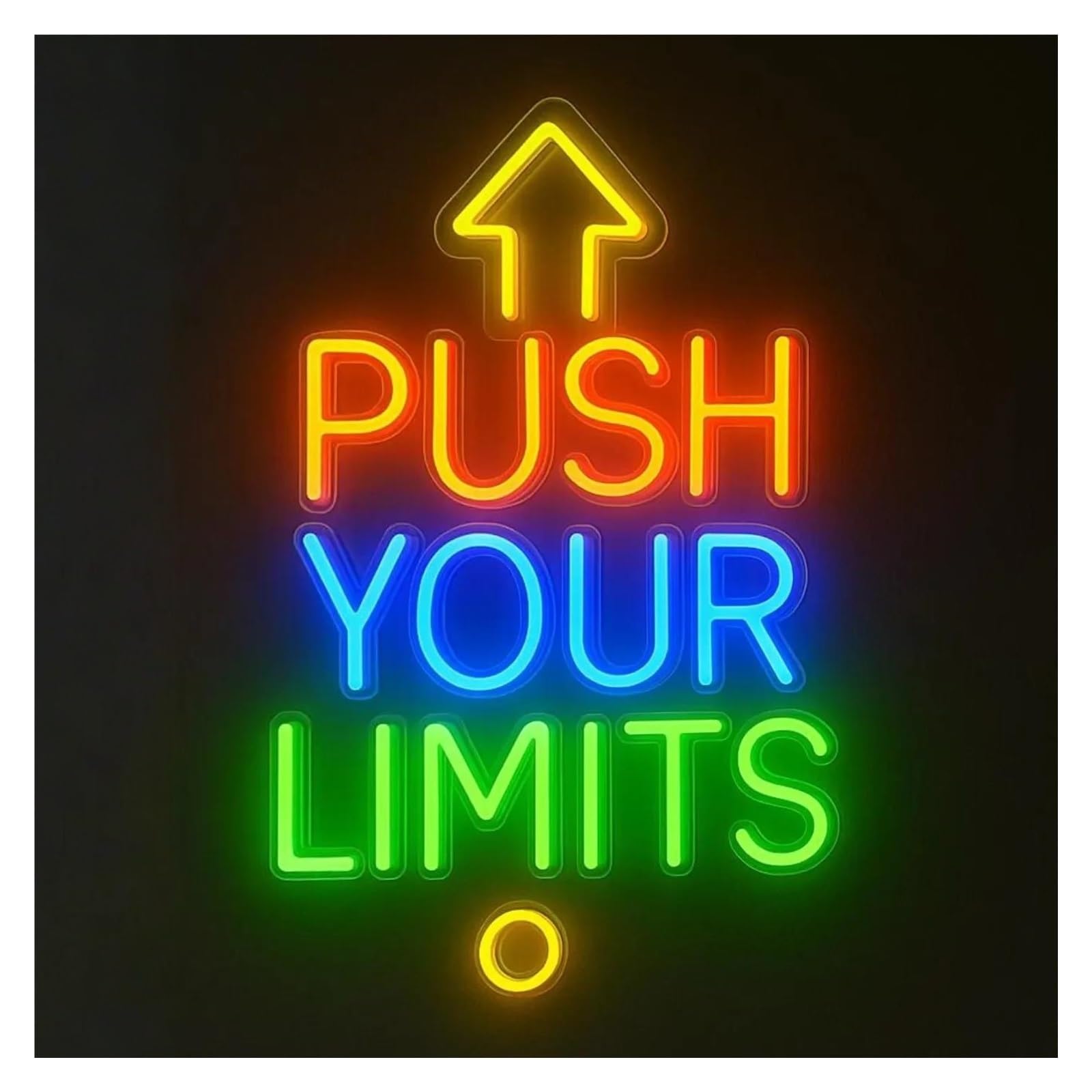 SHOUXI Sign Lamp Physical Exercises Neon Sign Gym Room Push Your Limits Motivational Slogans Decor Idea for A Trainer 38cm