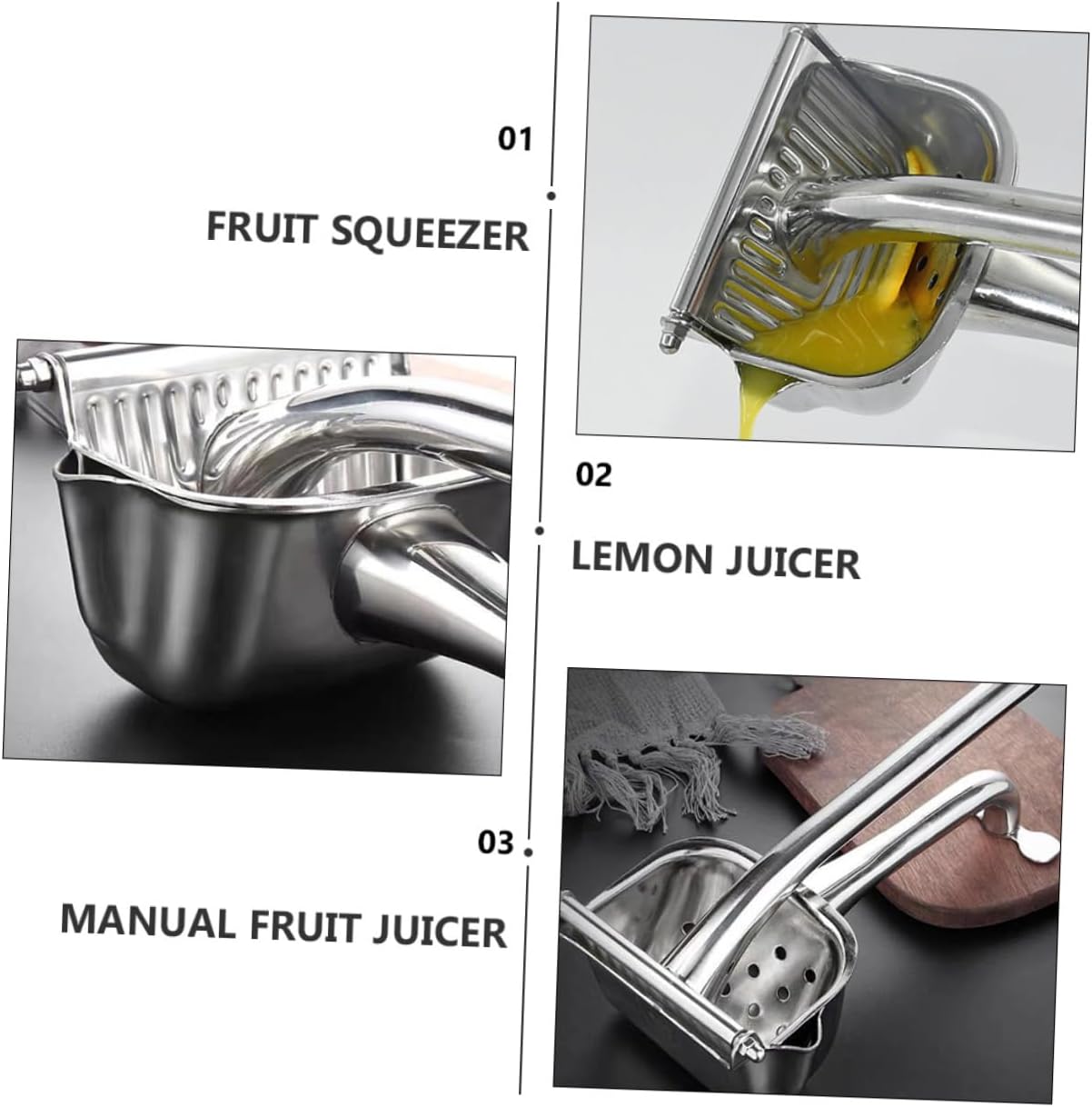 PRETYZOOM 1pc 304 Manual Juicer Orange Squeezer Manual Press Juicer Hand Press Juicer Fruit Juicer Squeezer Lemon Juicer Squeezer Manual Lemon Squeezer Citrus Press Silver Stainless Steel