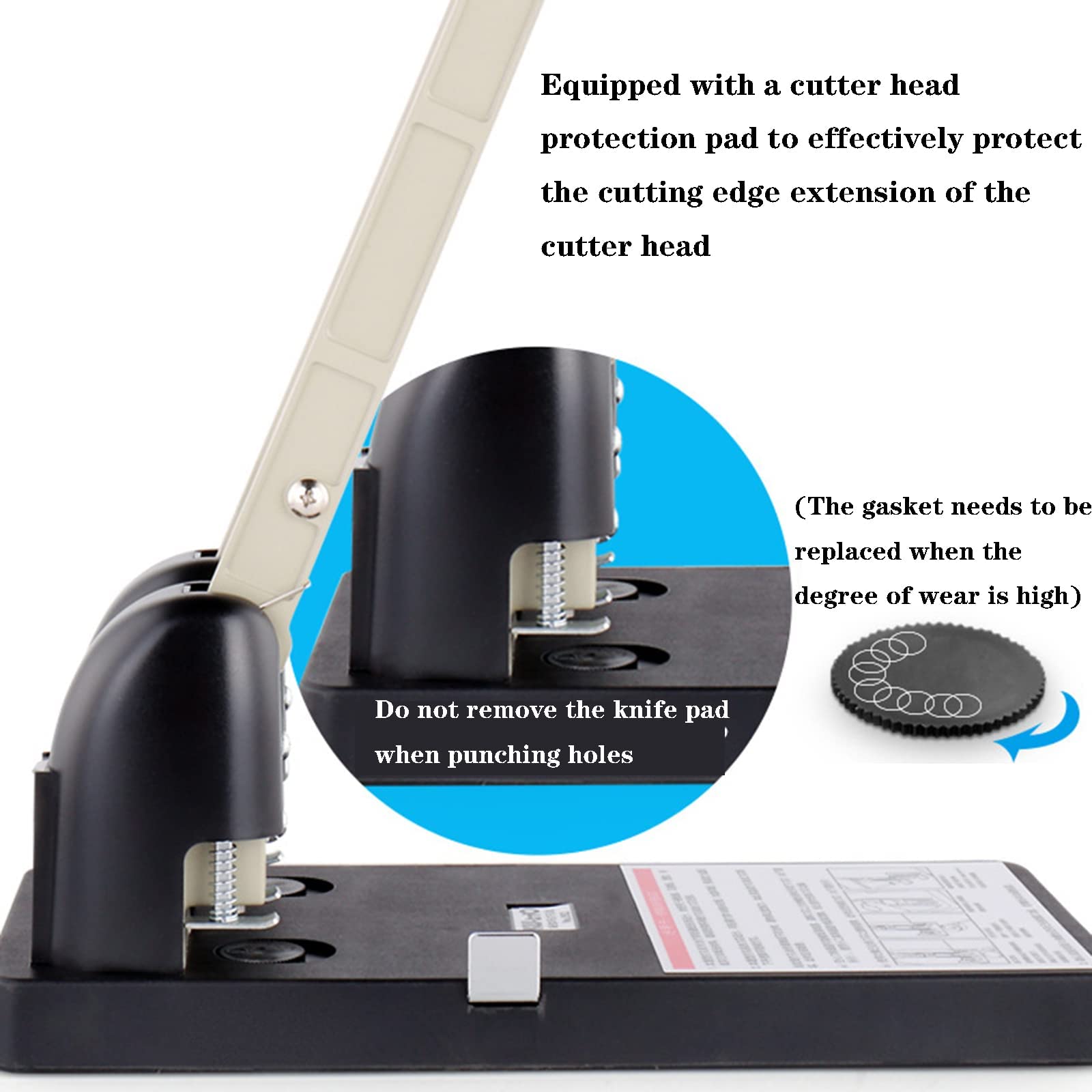 Perforatrice a 3 fori per impieghi gravosi, capacità di 150 fogli, perforatrice da tavolo a 3 anelli, forniture per ufficio a casa, accessori da scrivania portatili, capacità di perforazione di 150