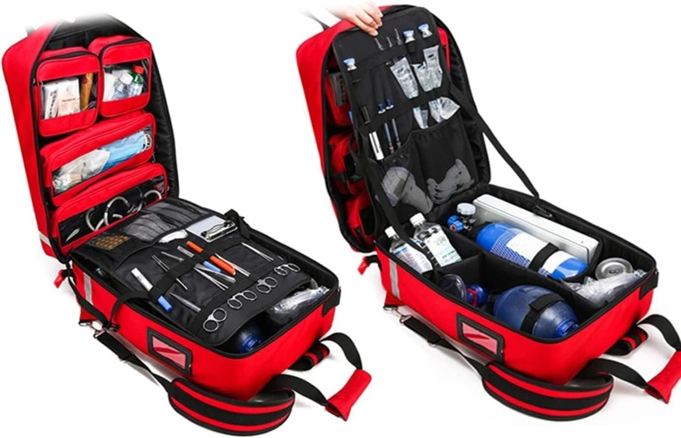 HEYUNDUO First Aid Kit Bag Rolling Medical Supplies Bag with Detachable Trolley, Nurse Rolling Bag Emergency Rescue Kit for Outdoor Hiking, Backpacking, Camping, Traveling(Blue), kk666