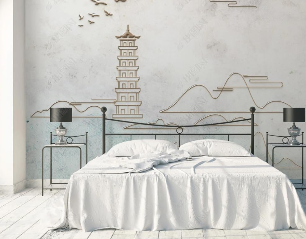 Papier peint intissé montagne de fumée au rendu artistique panoramique de 200cm pour séjour