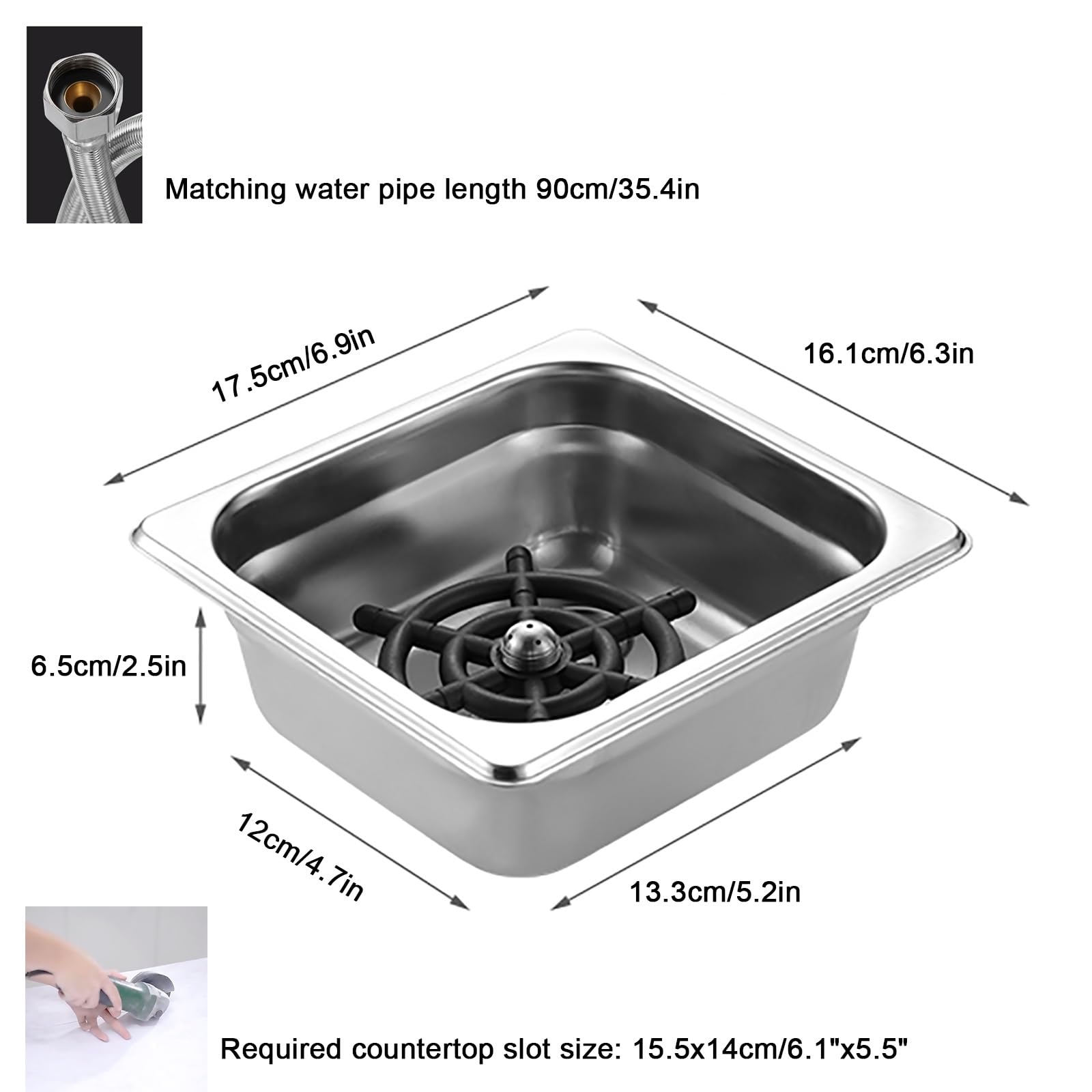 Lavabicchieri Lavandino Brocca Acciaio Inox Sciacquatrice per Bicchieri Lavandino Automatico Attacco Lava Tazze per Hotel Bar Caffè Latte Tè Tazza