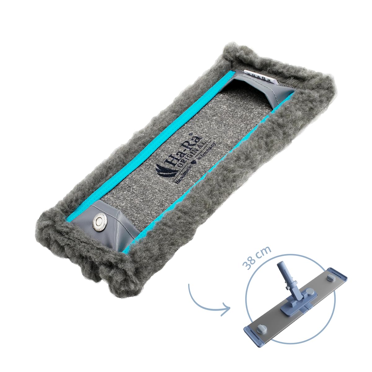 ERA Ha-Ra Paño de suelo de fibra seca de 38 cm, duradero para limpieza de suelos y paredes, funda para fregona de microfibra de poliéster 100%, resistente a la limpieza y absorbente, ERA