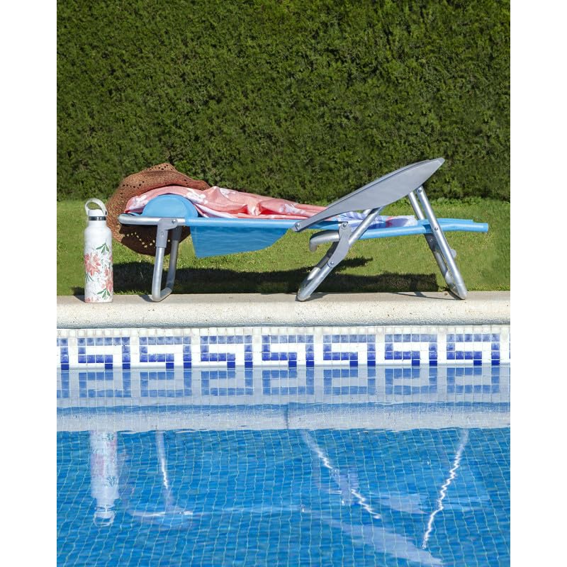 SUN & SURF Pack x2 Sillas Plegables y Reclinables 5 Posiciones con Cojín y Asas Tipo Mochila - Ligera, Estructura Muy Estable, de Aluminio con Almohada Ajustable para Máximo Confort