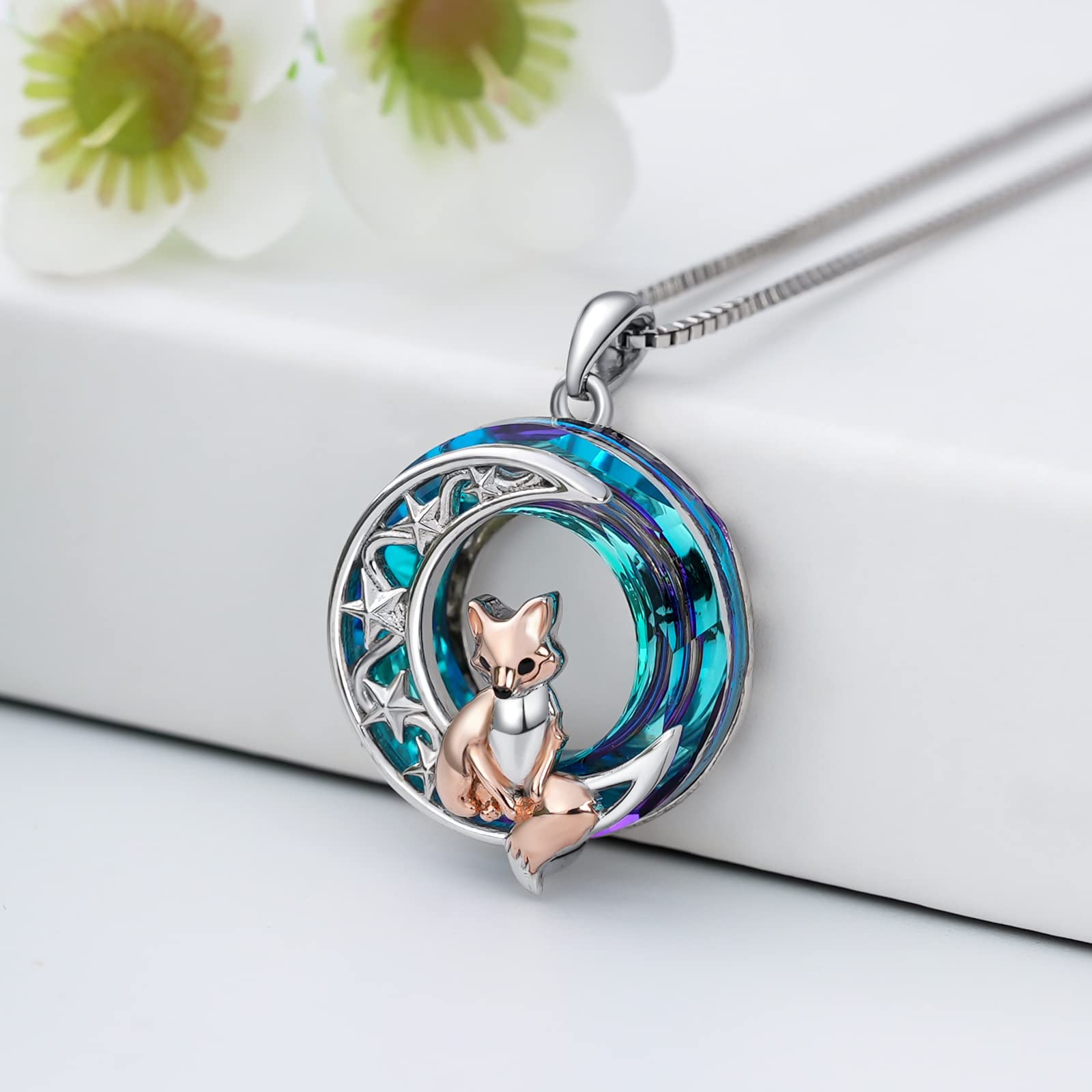 ROMANTICWORK Tier Halskette Sterling Silber Tier Anhänger Halskette Katze Eule Pinguin Delfin Hase Meerjungfrau Taube Pfau Kette Schmuck Geburtstag Geschenke für Damen Mädchen