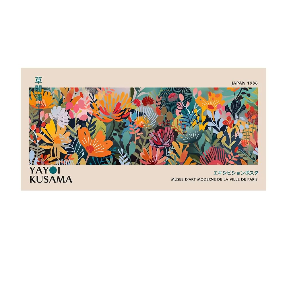Aefouu Inner Frame Yayoi Kusama Canvas Wall Art Japanese Abstract Art Posters Yayoi Kusama Wall Canvas Painting For Living Room Decor Poster(80X160cm/32X63in/Internal Frame)