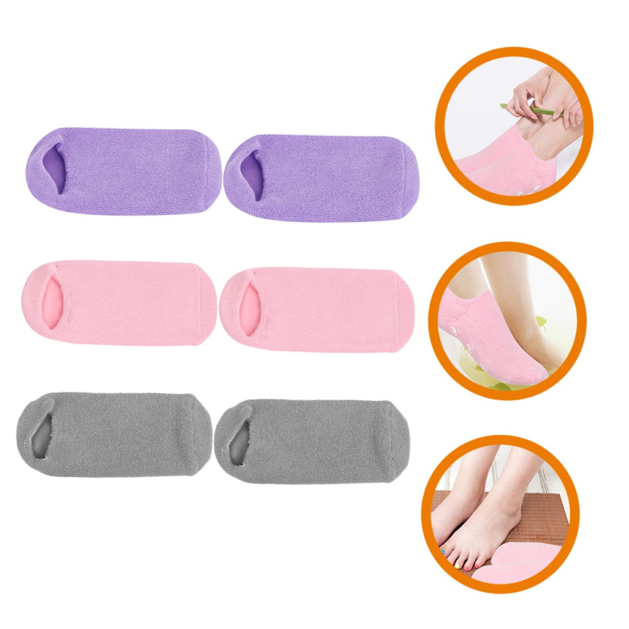 3paia Socks Idrogel Con Gel Idratante Di Calzini Antiscivolo Per Donna e Ragazza Comfort Per Piedi Secchi e Screpolati Per Spa e Notte