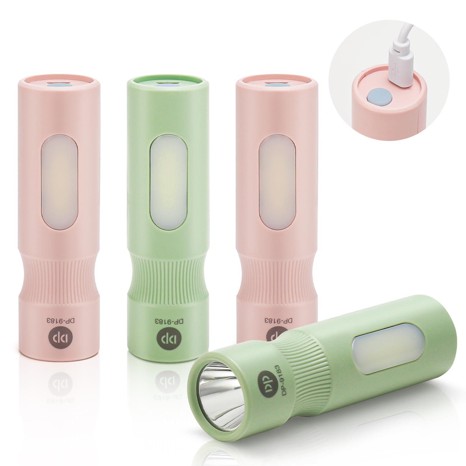 KAILEDI Mini Flashlight, 4 Pack Led Rechargeable Flashlights High Lumens for Camping Emergencies Outdoor, 2 Modes Small Handheld Infinitely Adjustable